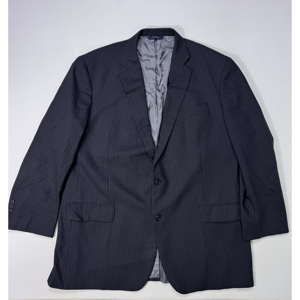 Brooks Brothers Madison Men 48L Grey Striped Saxxon Wool Luxury Modern Career